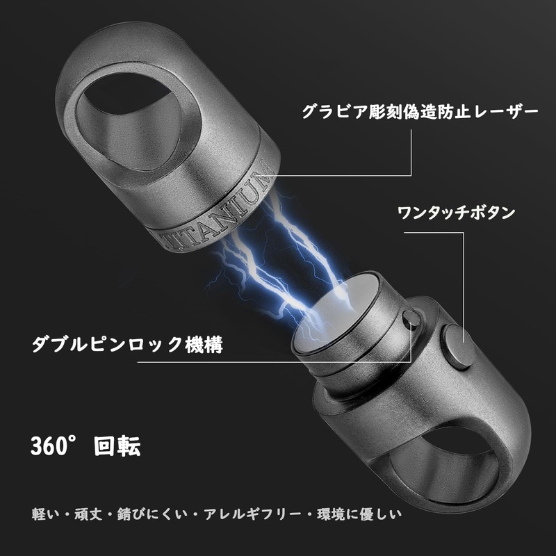 [TISUR] Titanium Key Ring 360° Swivel Connector Breakaway Quick Release