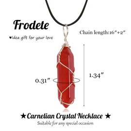 Frodete 14K Gold Plated Carnelian Necklace for Women,Carnelian Stone Crystal Pendant Red Agate Necklace for Women Carnelian Crystal Necklace Gift Gold Necklaces for Women (silver)