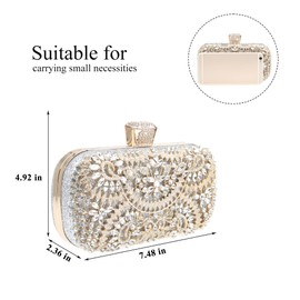 DA BODAN Womens Sparkly Rhinestone Crystal Clutch Bag Glitter Sequin Bridal Purse Evening Handbag for Wedding Party Prom