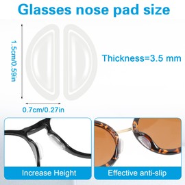 Xinjoduz 6 Pair Eye Glass Nose Pads, Silicone Nose Pads for Eyeglasses, Adhesive Eyeglass Nose Pads Non Slip, Glasses Nose Grips, Keep Glasses from Sliding Accessory(Clear, 3mm)