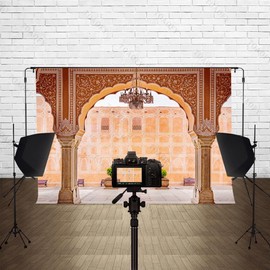 TOAOFY 8x6ft Luxury Palace Backdrop Jaipur City Stone Pillar Middle Eastern Palace Indian Hall Family Reunion Party Artistic Portrait Kids Adults Baby Shower Decor Video Studio Props TAY1351