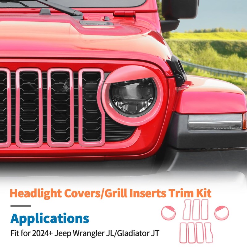 JeCar 9pcs Pink Angry Bird Style Headlight Covers & Grill