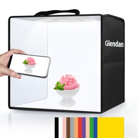 Glendan Portable Light Box Photography: 16"x12" Folding Photo Box with CRI >95 Dimmable 112 LEDs Lights - 12 Color Backdrops for Small Size Products Photography