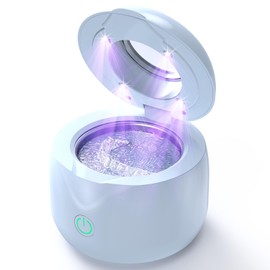 CXRUY Ultrasonic Retainer Cleaner - UV Dental Cleaning Pod Night Guard Cleaner for Dentures, Aligner, Braces, Toothbrush Heads, Jewelry (Blue)