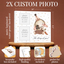 Baby Book Keepsake for New Born First 5 Years, Baby Memory Book with 24 Monthly Milestone Stickers, Memory Book & Baby Photo Album from Pregnancy to Age 5, Gender Neutral Gifts for Baby Shower