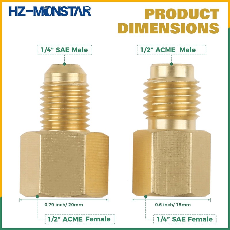 HZ-MONSTAR R410A R134A Adapters Mini Split Adapter Fitting Kit 5/16"