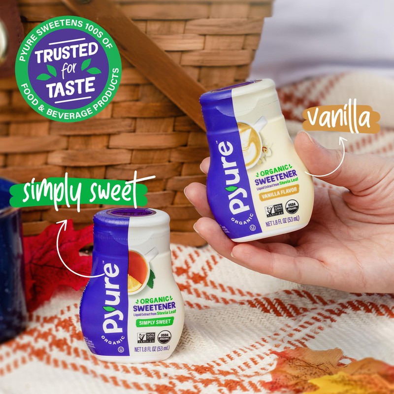 Pyure Organic Vanilla Stevia Liquid Sweetener | Sugar-Free Stevia Drops