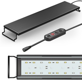 24/7 Lighting Full Spectrum Aquarium Light 18W LED Fish Tank Light with Extendable Bracket Adjustable Timer Brightness with External Controller for Fish Tank Planted Tank