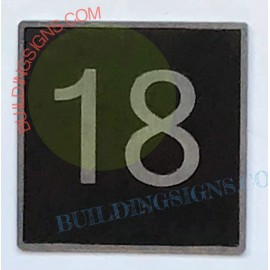 BuildingSigns.com ELEVATOR FLOOR NUMBER 18 SIGN- ELEVATOR JAMB PLATE FLOOR 18 SIGN -REF24-1027