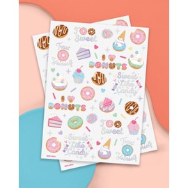xo, Fetti Donut Temporary Tattoos - 50 Iridescent Styles | Sweet One Birthday Decorations, Two Sweet Cupcake Party, Sassy Six, Fourever Dessert Supplies, Cotton Candy Favors