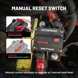 RED WOLF 80Amp Circuit Breaker for Boat Trolling Motor Marine ATV Vehicles Stereo Audio Electronic Battery System Inline Fuse Manual Reset Switch Waterproof 80A Fuse DC 12V-48V