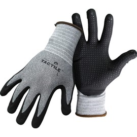 BOSS 8445L 656731 Tactile Dotted Dipped Nitrile Palm Glove, Large, Black/Gray