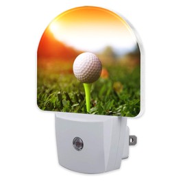 sndheke Golf Ball on tee Night Light, Green Grass Sunset Dusk to Dawn Night Light Plug into Wall,0.5w Energy Saving Sleep Friendly NightLight for Kids Boys Girls Hallway Stairway Bedroom
