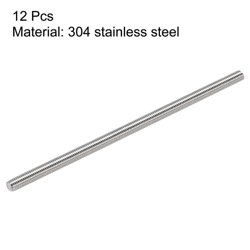 sourcing map 12Pcs M5 x 120mm Fully Threaded Rod 304