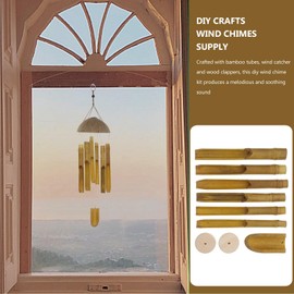 POPETPOP DIY Wind Chime Kit with Bamboo Tubes Clappers and Wind Catcher 7.9 Inch Handmade Outdoor Garden Patio Decoration Accessories