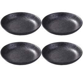 Ceramic Dinner Plates Pasta Plate Steak Plate 8 Inch Japanese Plate Set of 4 for Salads, Pasta, Cheese, Ham, Antipasti, Microwave and Dishwasher Safe,Black