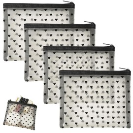 Pack of 4 Small Cosmetic Bags, Cosmetic Bags for Women, Small Mini Make Up Bag, Cord Makeup Bag, Portable Makeup Bag with Zip, White, White, simple | Kleine Mini Make Up Tasche Cord Schminktasche, Tragbare Makeup Bag mit Reißverschluss, Weiß (Weiß)