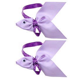 2pc 4.7in Light Purple Fish Hair Bow Clip for Girls Women Fish Birthday Gift, Fishing Ribbon Sculpture Bowknot Alligator Hair Pins Barrettes Accessories for Kids