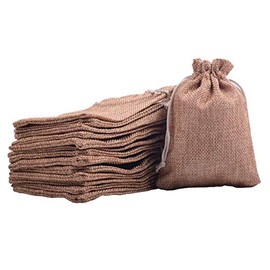 Sansam 50pcs 2.8X3.60 Inch Drawstring Burlap Gift Bags, Small Jute Jewellery Pouches, Tiny Camel Lining Burlap Favor Sacks For Herb, Spices, Jute Treat Bags for Christmas, Wedding, Party
