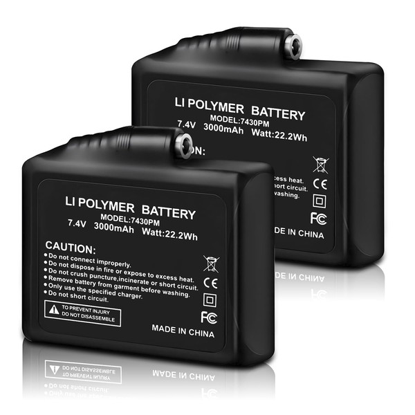 HIFIDECKY Rechargeable 7.4V 3000mAh Lithium Polymer Batteries 2pcs Li-Polymer Batteries