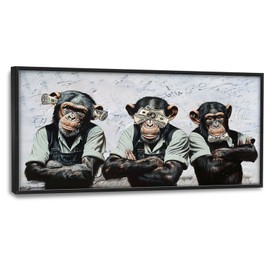 Large Banksy Gorilla Wall Art Funny Monkey Pictures Street Gorilla Canvas Wall Decor Cool Monkey Painting Pop Home Modern Artwork Decorations Framed for Living Room Bedroom Bathroom Office 60x30 inch