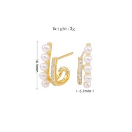 Dainty Pearl Crawler Earrings for Women,Cute Gold Crystal Pearl Ear Cuff Earrings Fancy Party Prom Stud Earring,Charm Jewelry Accessories Gifts (Five)