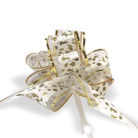 Allgala 12-pc 6" Large Everyday Pull Bows, White with Gold spot