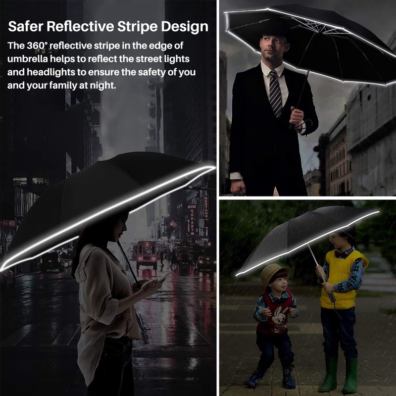 Gimars Portable Folding Automatic Windproof Umbrella with Telphon Coating 210T