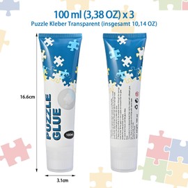 Faburo Puzzle Glue Transparent, Puzzle Glue Pack of 3, Puzzle Glue to Fix and Hang Puzzles, 300 ml Puzzle Accessories, Puzzle Conserver - 100 ml per Bottle