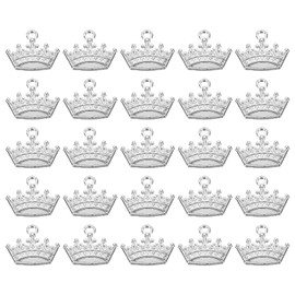 PATIKIL Crown Charm, 50Pcs Mini Crown Pendant Charm Bulk Metal Designer DIY for Jewelry Making Bracelets Earrings Necklace Wedding Crafts Queen, Silver