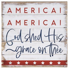 Simply Said, INC American Pride Sign, God Shed His Grace on Thee 8 inch Wood Perfect Pallet Petities Plaque, Made in USA, PET21698