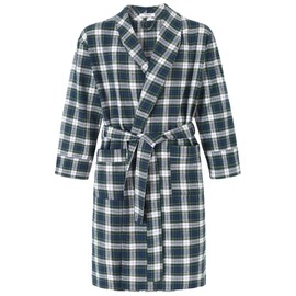 Latuza Men's Cotton Flannel Robe (X-Large, White Green)