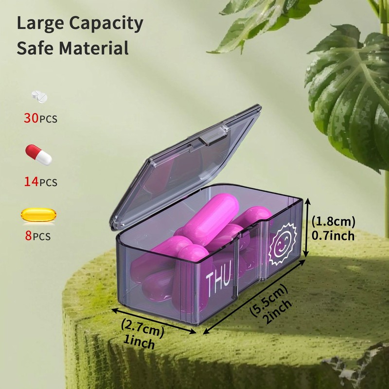 TALVOLC M PU Leather Weekly Pill Organizer, Detachable Travel Pill