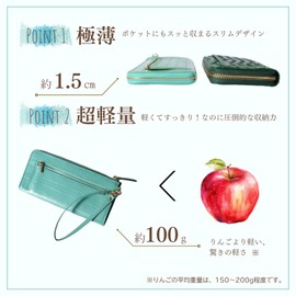 [world closet] Long Wallet, Age of Wind, Colored Pencil Wallet, Women's, L-Shaped Zipper, Holds 24 Cards, Large Capacity, Crocodile Embossing, Enamel, Removable Strap, Women's, 2-Way, Lightweight,