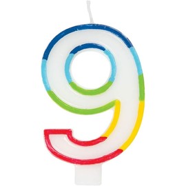Unique Vibrant Rainbow Border Number "9" Birthday Candle - Multicolored & Eye-Catching Design - Perfect for Unforgettable Birthday Celebrations