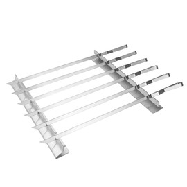 Restaurantware Met Lux 16.9 Inch Barbecue Skewers With Racks 8 Piece Heavy-Duty Shish Kabob Skewer Set - Brings 6 Skewers Includes 2 Grill Racks Stainless Steel Grilling Skewer Set Reusable