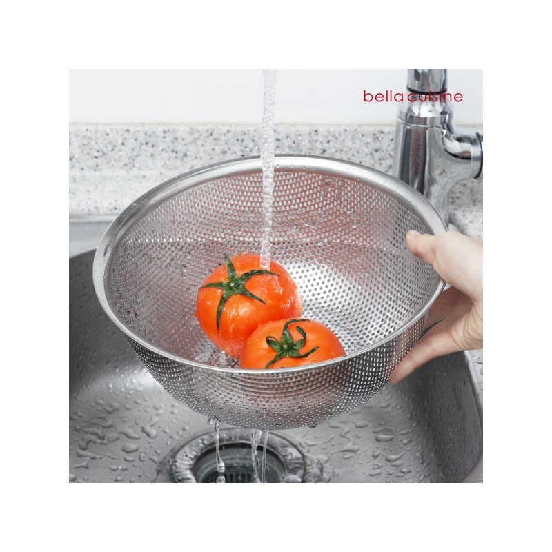 Stainless steel punching bowl, perforated bowl, 25.5cm fruit/vegetable washing bowl