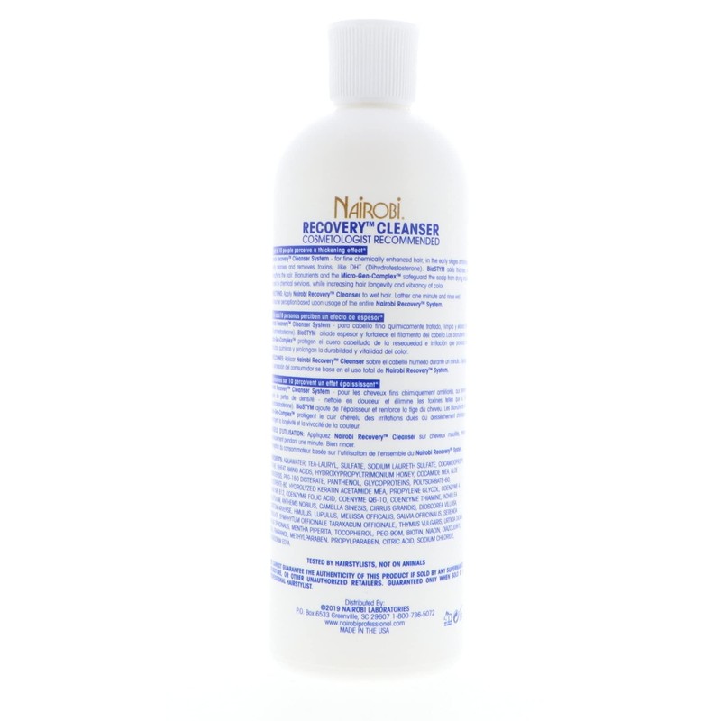 Nairobi Recovery Cleanser Shampoo for Unisex, 16 Ounce