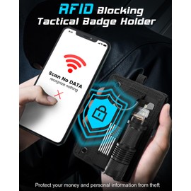 TALONITE RFID 900D Nylon Tactical ID Badge Holder with Waterproof Zipper Pocket, EDC Pouch Organizer for Men, Credit Card Organizer Neck Lanyard Key Ring Wallet (Black)