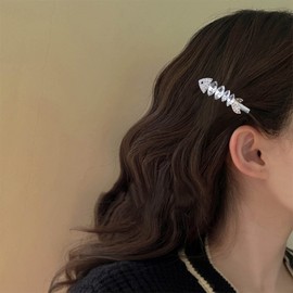 Inilbran Boho Crystal Hair Clip Gold Rhinestone Wedding Hair Clips Barrettes Vintage Crystal Hairpin Barrette Shiny CZ Hair Pins Hair Clip Decorative Headpiece Crystal Wedding