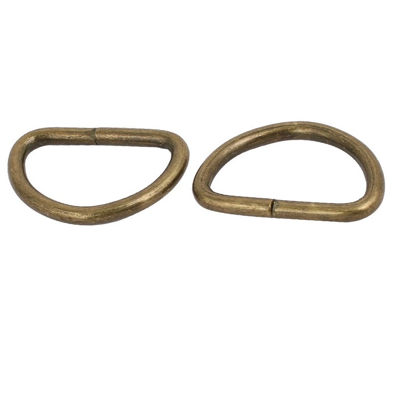 sourcing map Pack of 10 D Rings Welded Bronze Tone