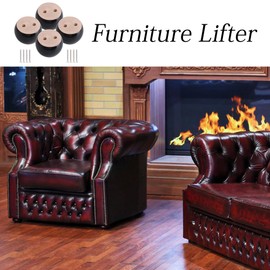 40mm Height Black Eucalyptus-Wood Round Furniture Legs Feet 100kg Bearing Weight for Sofas Cabinets Tables Bed Set of 4