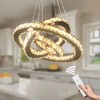 Dimmable LED K9 Crystal Chandelier 3-Ring Pendant Light with Remote