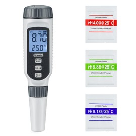 PH Meter, Dr.meter Upgraded 0.01 Resolution High Accuracy PH Tester with Backlit Two-Color LCD Display and ATC, 0-14pH Measurement Range with Data Hold Function Digital pH Tester Pen-PH838