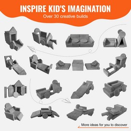 VEVOR Modular Kids Play Couch - 15pcs Nugget Toddler Foam Sofa for Creative Play - 165 x 66 x 25