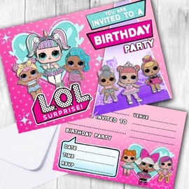 LOL Invitations (WRITE ON) Birthday Party Invites Double Sided (Pack of 12)