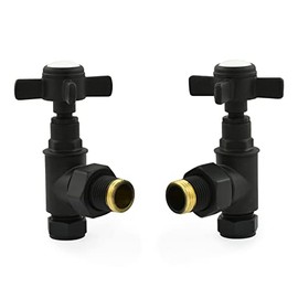 Hot Flow | Bayou Cross-Head Traditional Manual Radiator Valves (Pair) (Textured Black)
