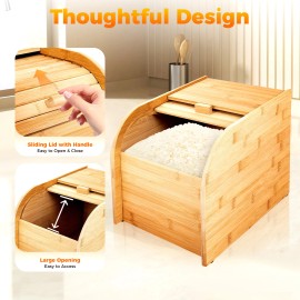10kg Bamboo Rice Storage Container With Lid Rectangular Rice Storage Container