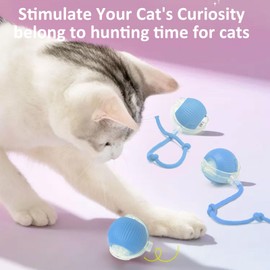 Tewloss Chewie Viral Rolling Ball, Interactive Cat Toys Ball for Indoor, Cats Interactive Self Rolling Ball Dog Ball Automatic Cat Toy 360 Smart Automatic Rolling Pet Ball (Blue)
