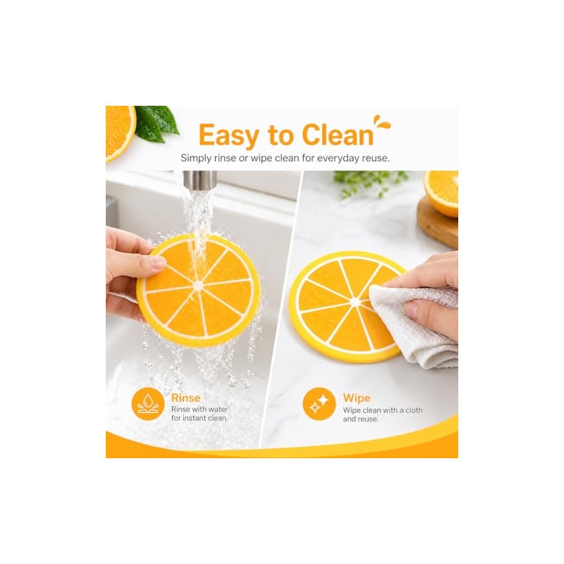 Round Silicone Coaster with an Orange-Themed Design (3.15 × 3.15